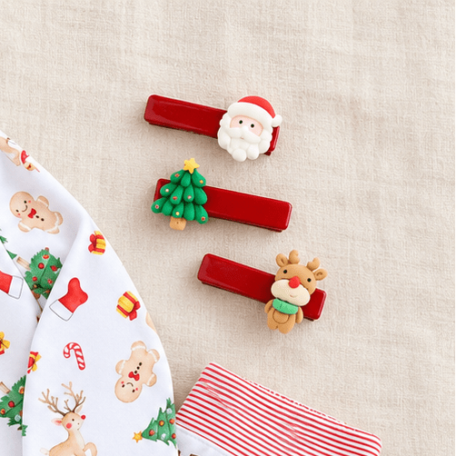 Magnolia Baby_Girl Christmas Pajamas + Poppyland Hair Pins Gift Set - Christmas Magic_5