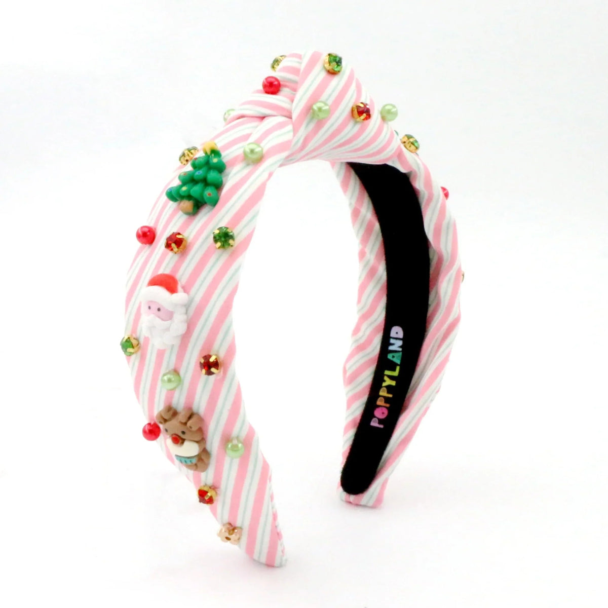 Magnolia Baby_Girl Christmas Pajamas + Poppyland Santa's Stripes Headband - Sweet St. Nick_4