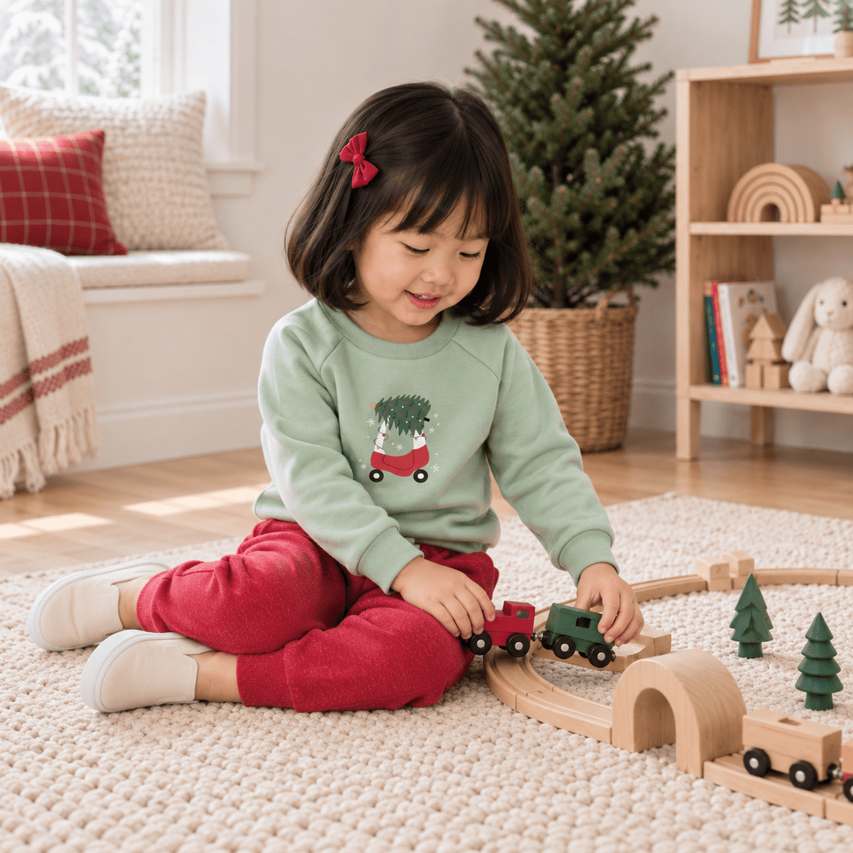 Magnolia Baby_Girl Playwear Set - Deck the Wheels Sweatshirt & Joggers_2