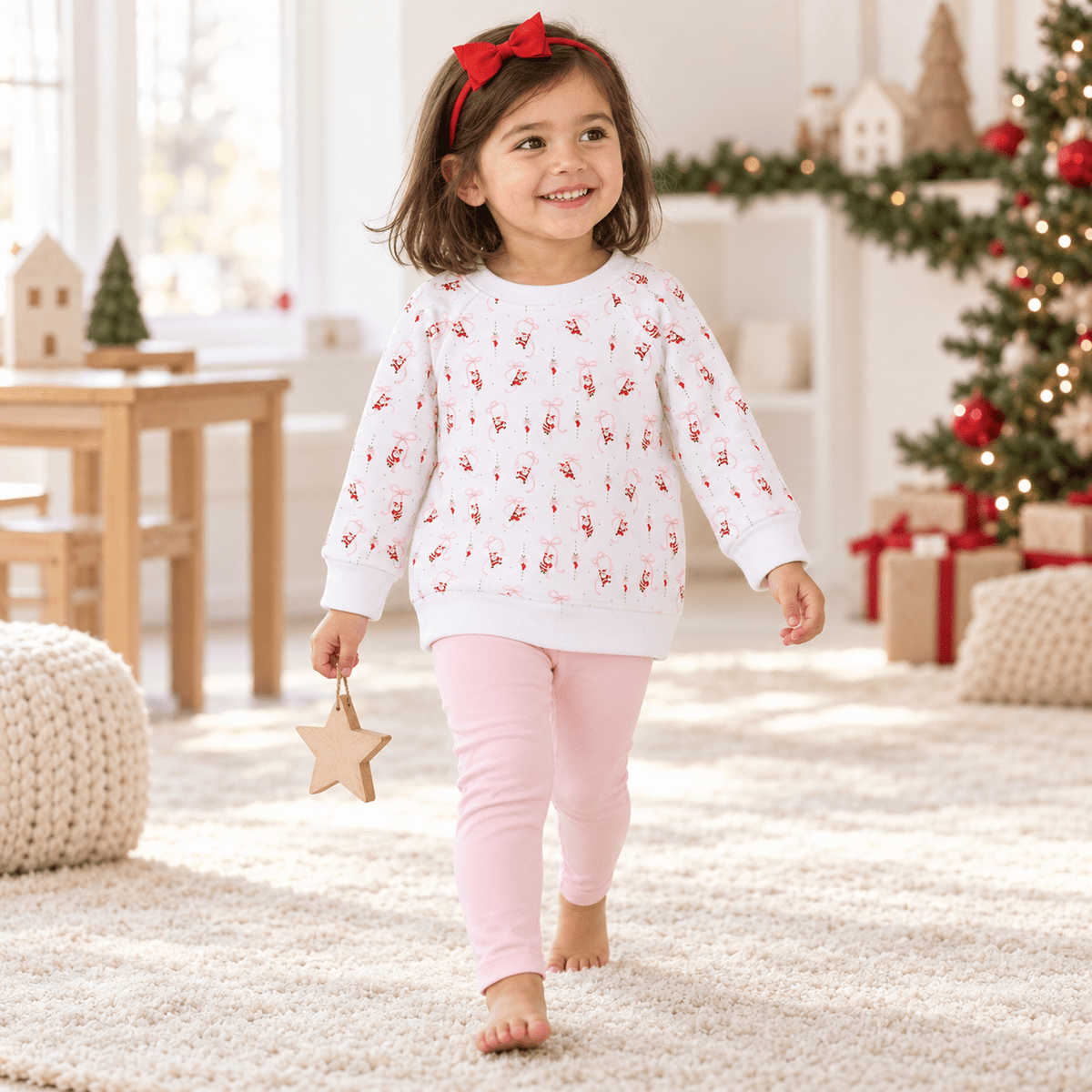 Magnolia Baby_Girl Playwear Set - Jolly Ribbons Sweatshirt + Pink Leggings_1