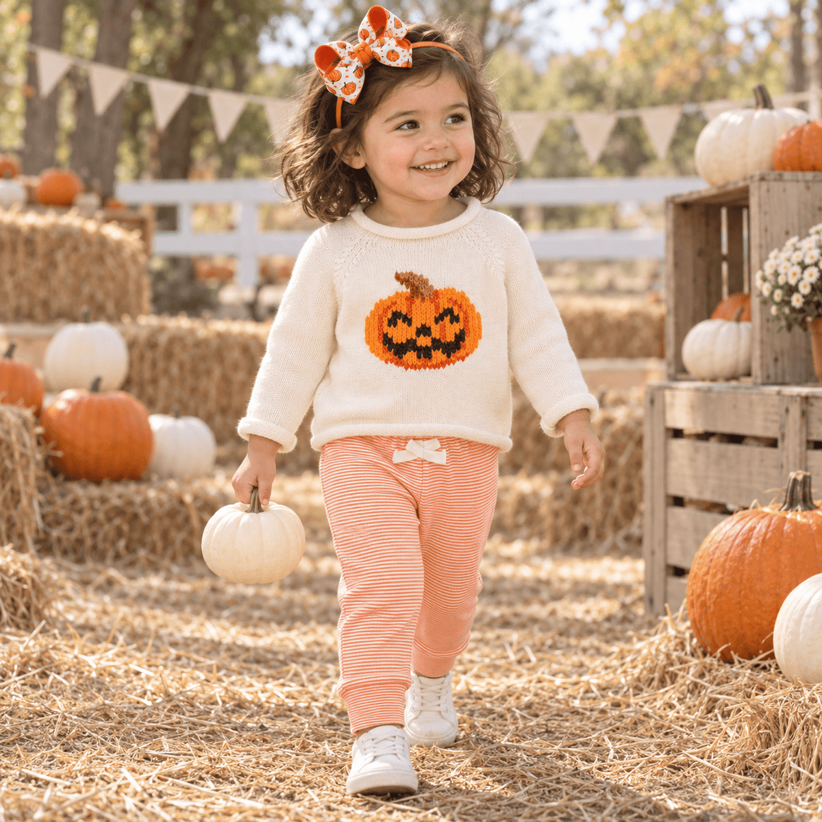 Luna and Arlo_Girl Playwear Set - Pumpkin and Boo Rollneck Sweater & Leggings_2