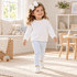 Magnolia Baby_Girl Playwear Set - White Raglan Sweater + Blue Gingham Check Leggings_1
