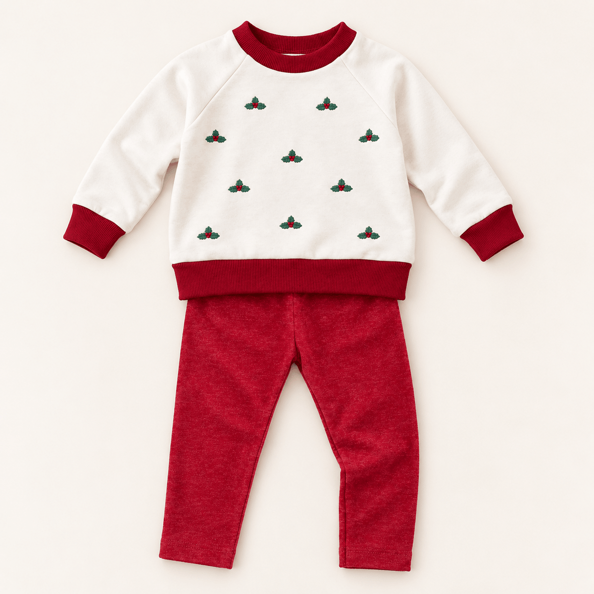 Magnolia Baby_Girl Playwear Set - Winter Berries Sweatshirt + Cranberry Leggings_3