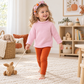 Girl Playwear Set - Pink Sweater & Pumpkin Spice Leggings