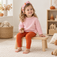 Girl Playwear Set - Pink Sweater & Pumpkin Spice Leggings