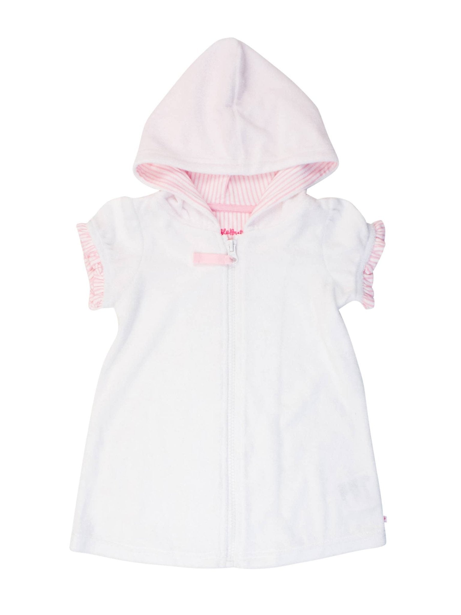 Girls White Terry Full - Zip Cover Up - Magnolia BabySwim Coverup