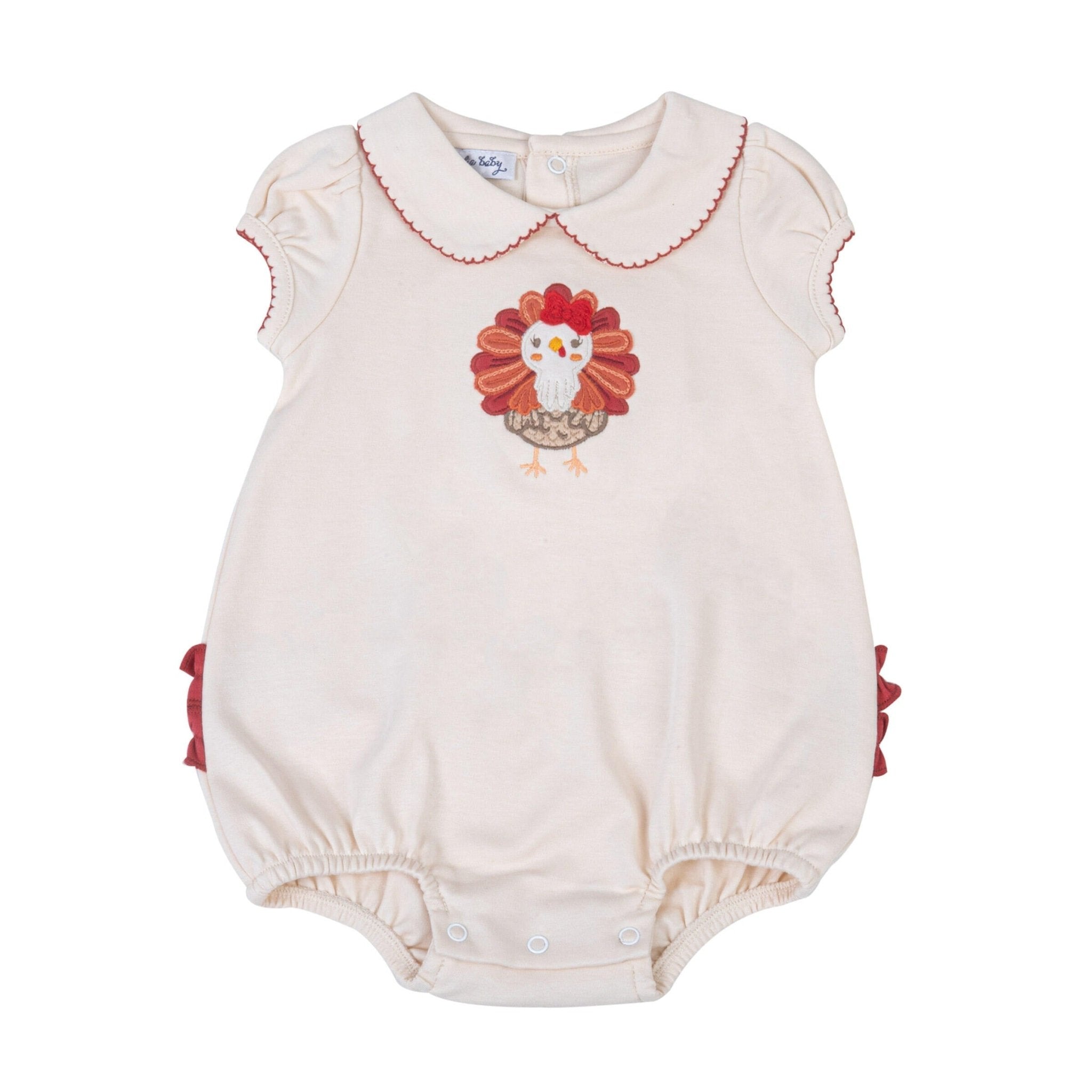 Giving Thanks Combo Collared Short Sleeve Girl Bubble - Magnolia BabyBubble