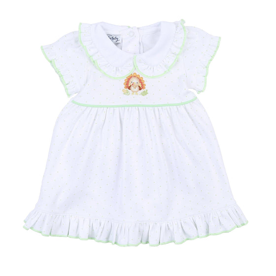 Giving Thanks Embroidered Collared Ruffle S/S Dress Set - Magnolia BabyDress