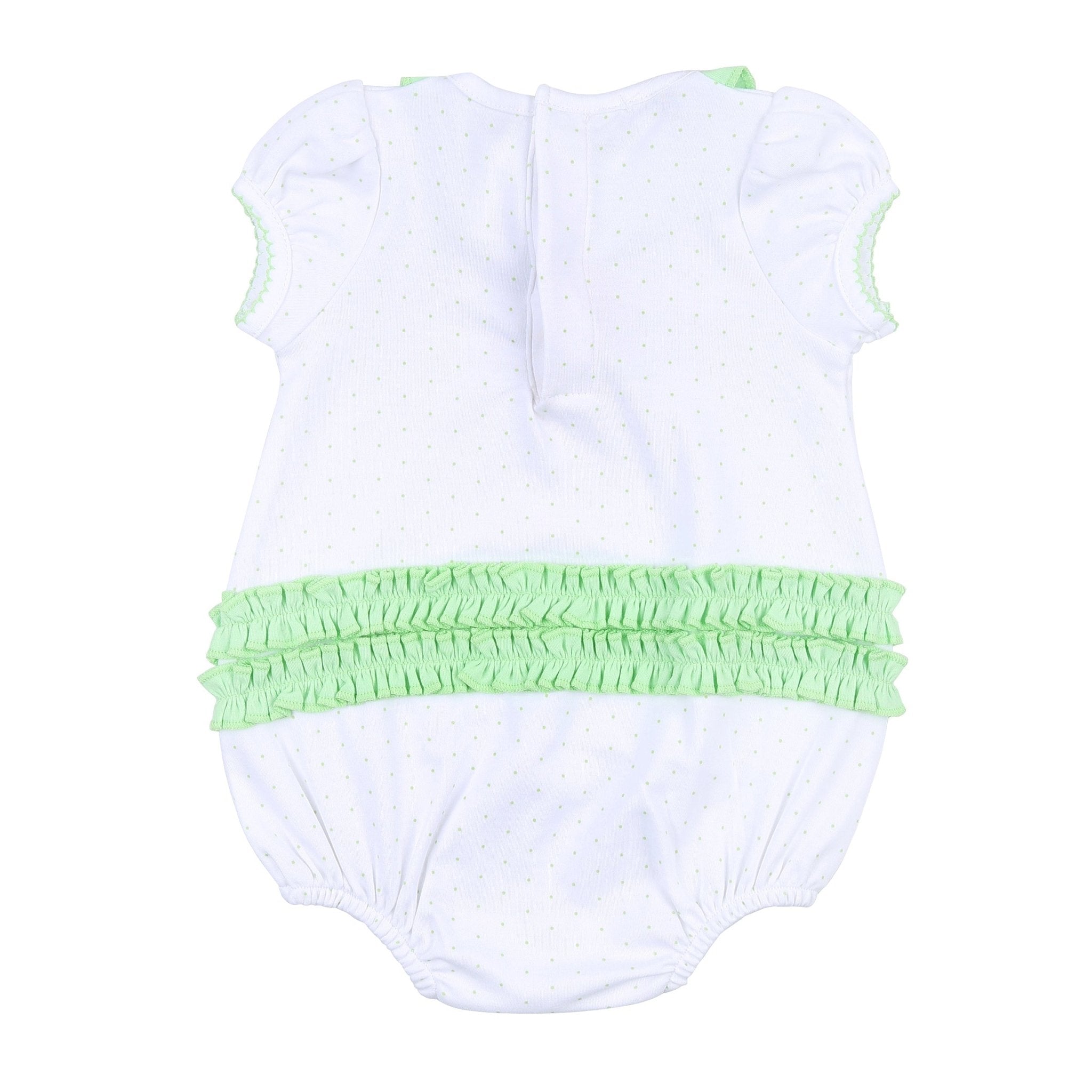 Giving Thanks Embroidered Ruffle Short Sleeve Bubble - Magnolia BabyBubble