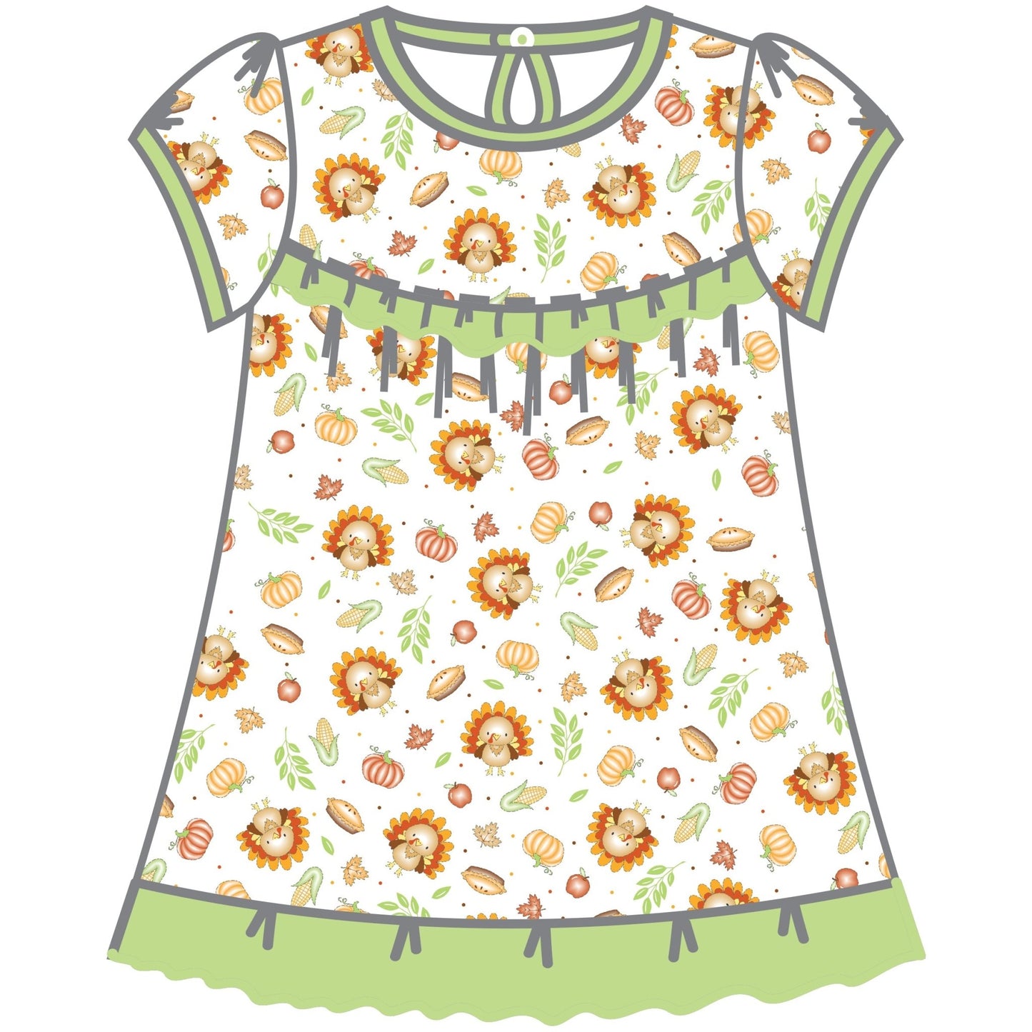 Giving Thanks Printed Ruffle S/S Toddler Dress - Magnolia BabyDress