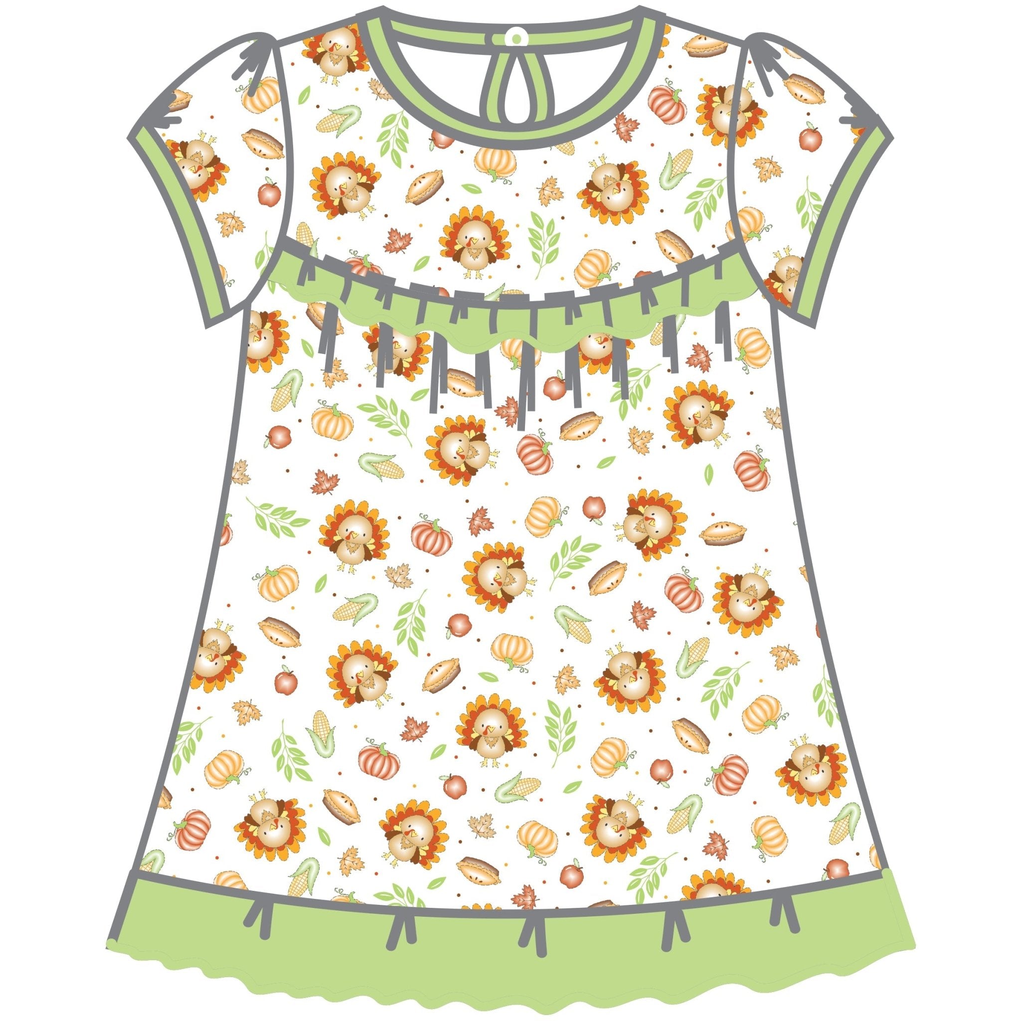 Giving Thanks Printed Ruffle S/S Toddler Dress - Magnolia BabyDress