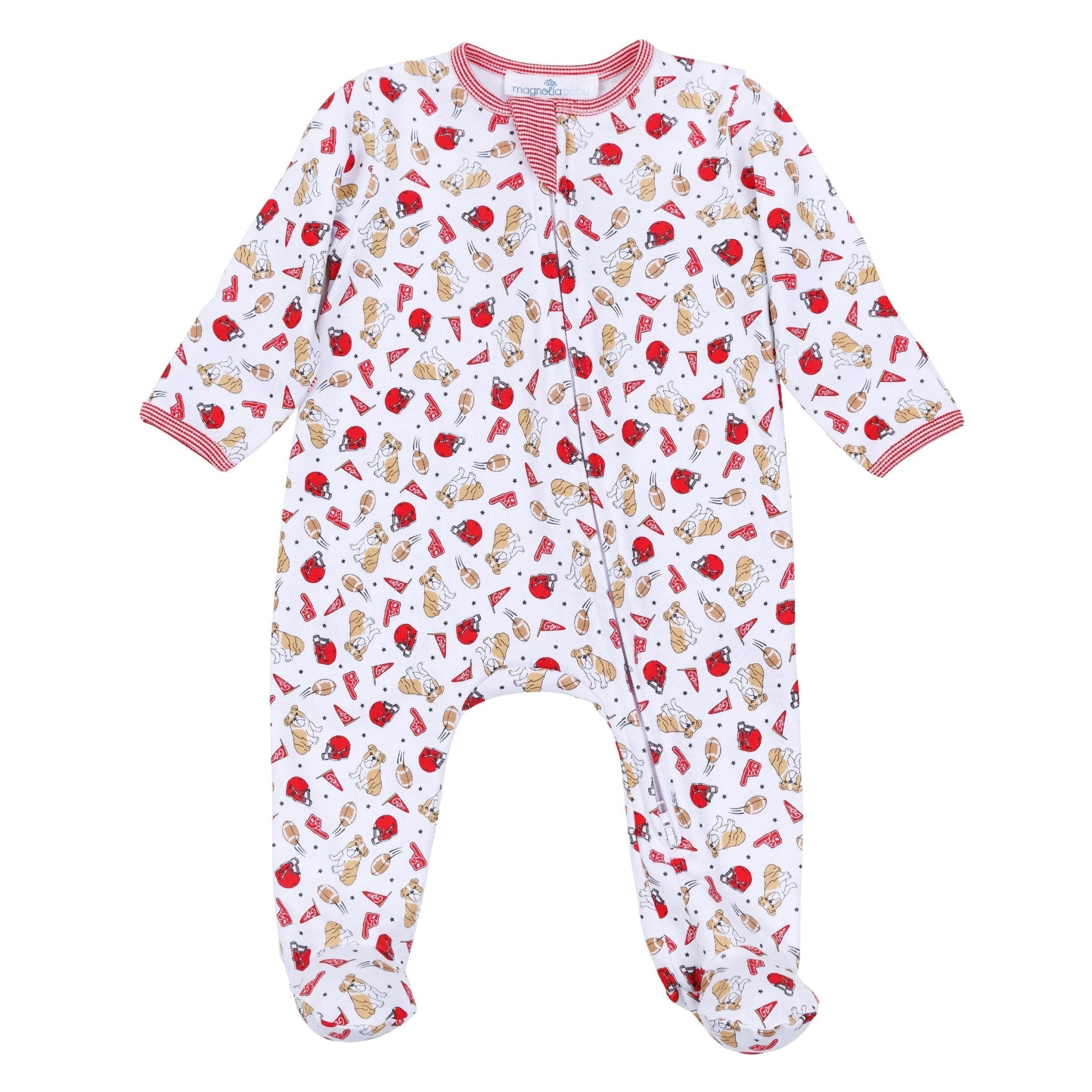 トップス managonia Go Dawgs! Print Zip Footie – Magnolia Baby