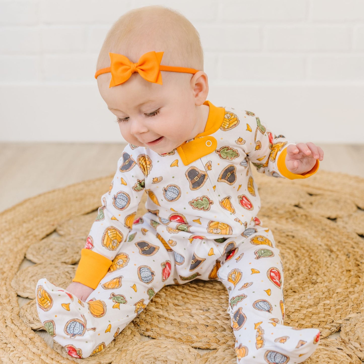 Gobble, Gobble Cookies Zip Footie - Magnolia BabyFootie