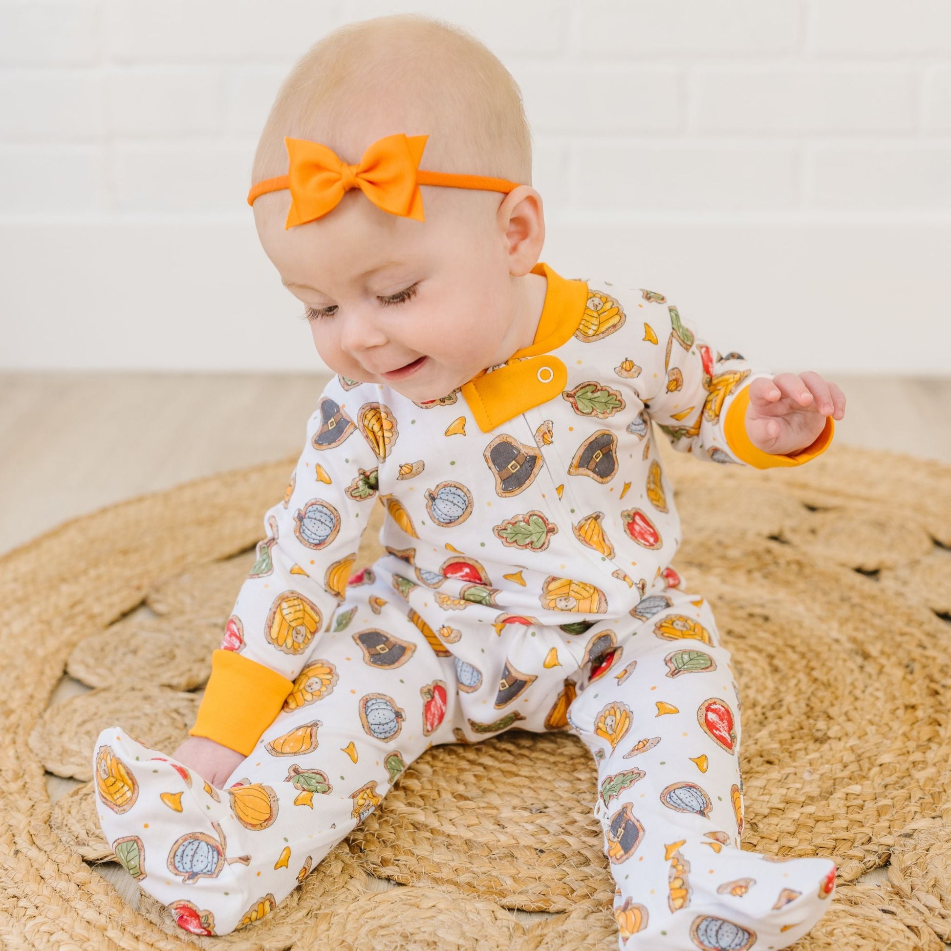 Gobble, Gobble Cookies Zip Footie - Magnolia BabyFootie