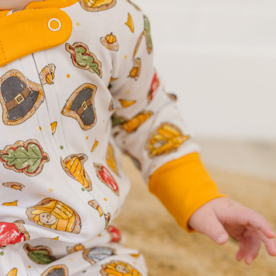 Gobble, Gobble Cookies Zip Footie - Magnolia BabyFootie