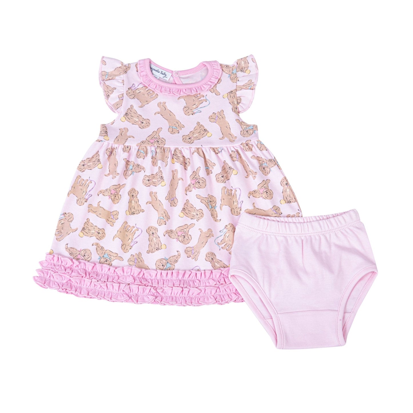 Golden Pup Dress - Pink - Magnolia BabyDress