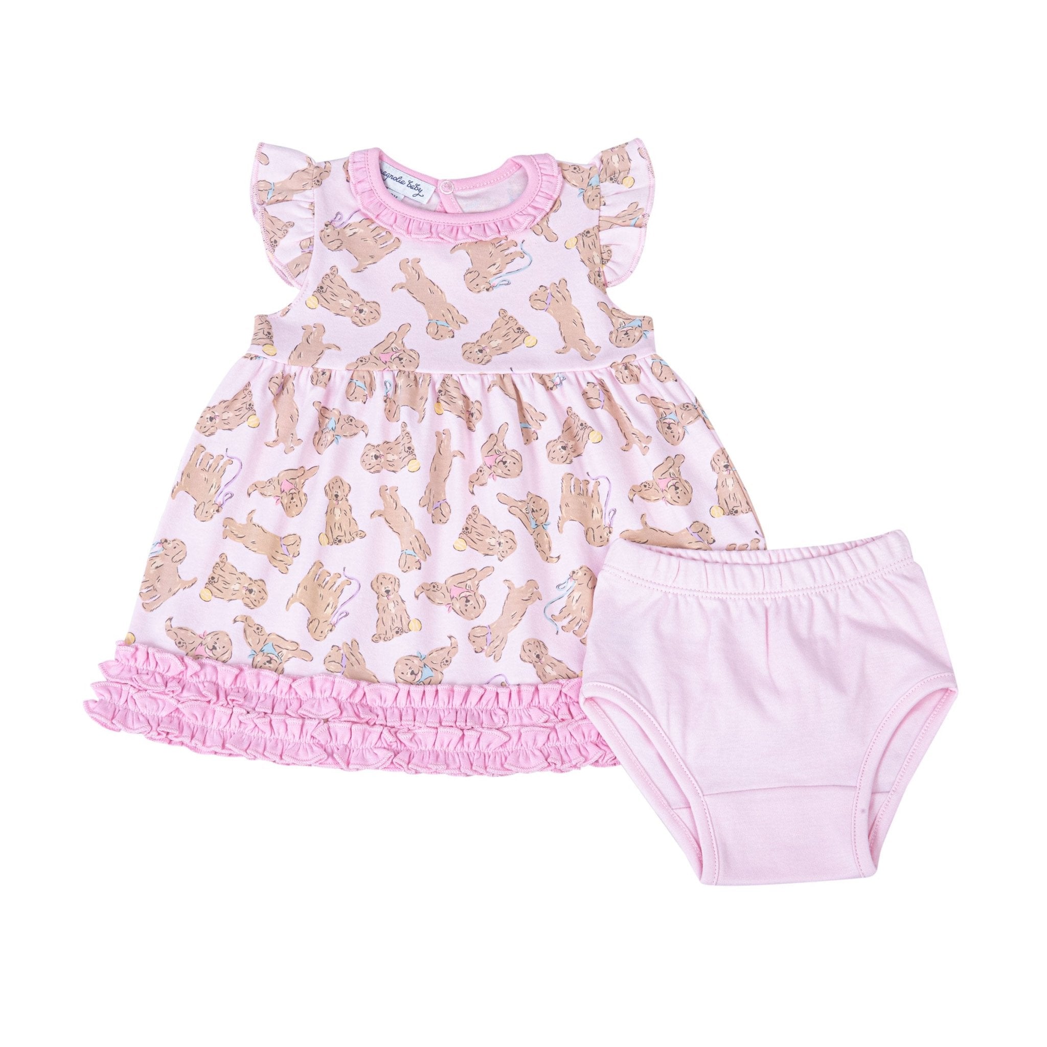 Golden Pup Dress - Pink - Magnolia BabyDress