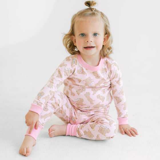 Golden Pup Long Pajamas - Pink - Magnolia BabyLong Pajamas