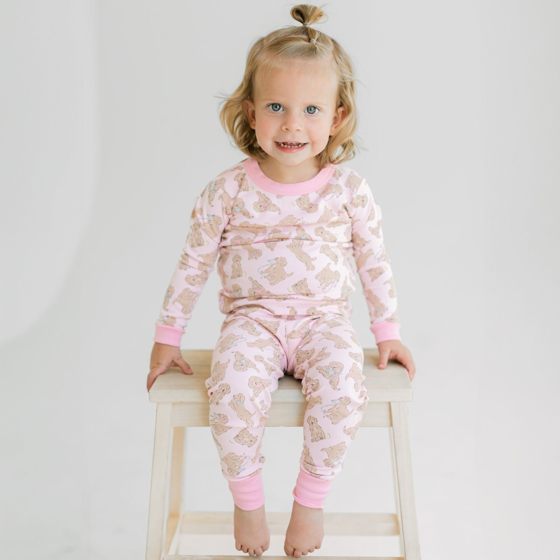 Golden Pup Long Pajamas - Pink - Magnolia BabyLong Pajamas