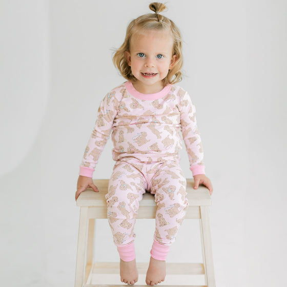 Golden Pup Long Pajamas - Pink - Magnolia BabyLong Pajamas