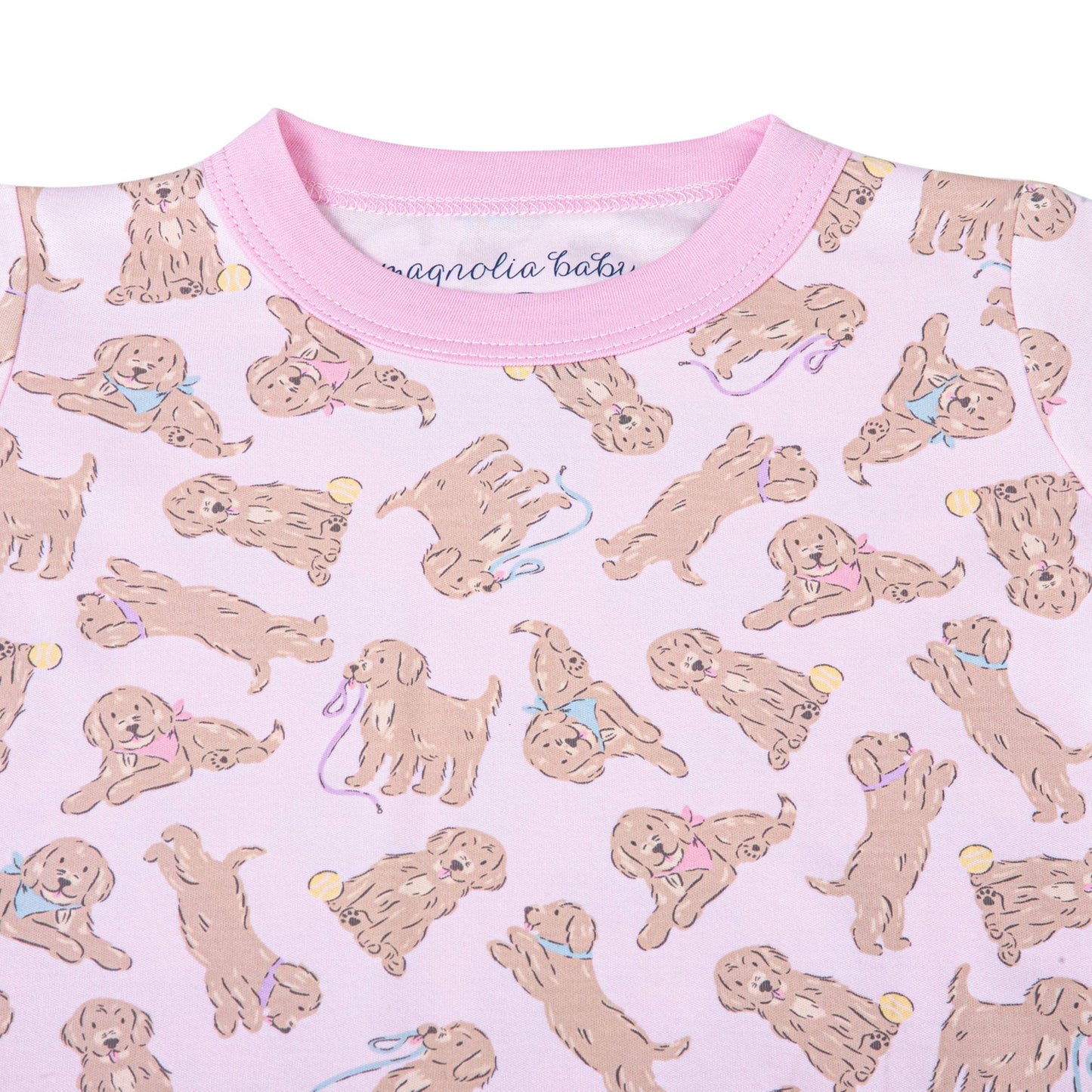Golden Pup Long Pajamas - Pink - Magnolia BabyLong Pajamas