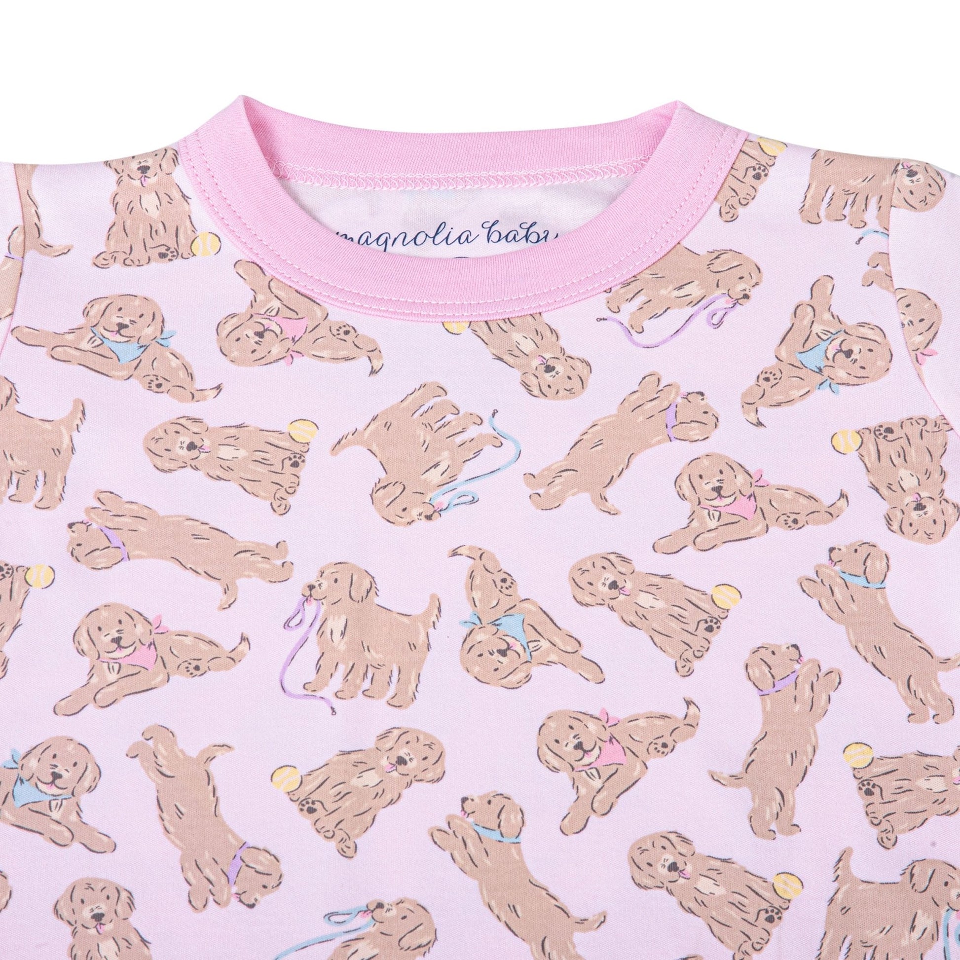 Golden Pup Long Pajamas - Pink - Magnolia BabyLong Pajamas