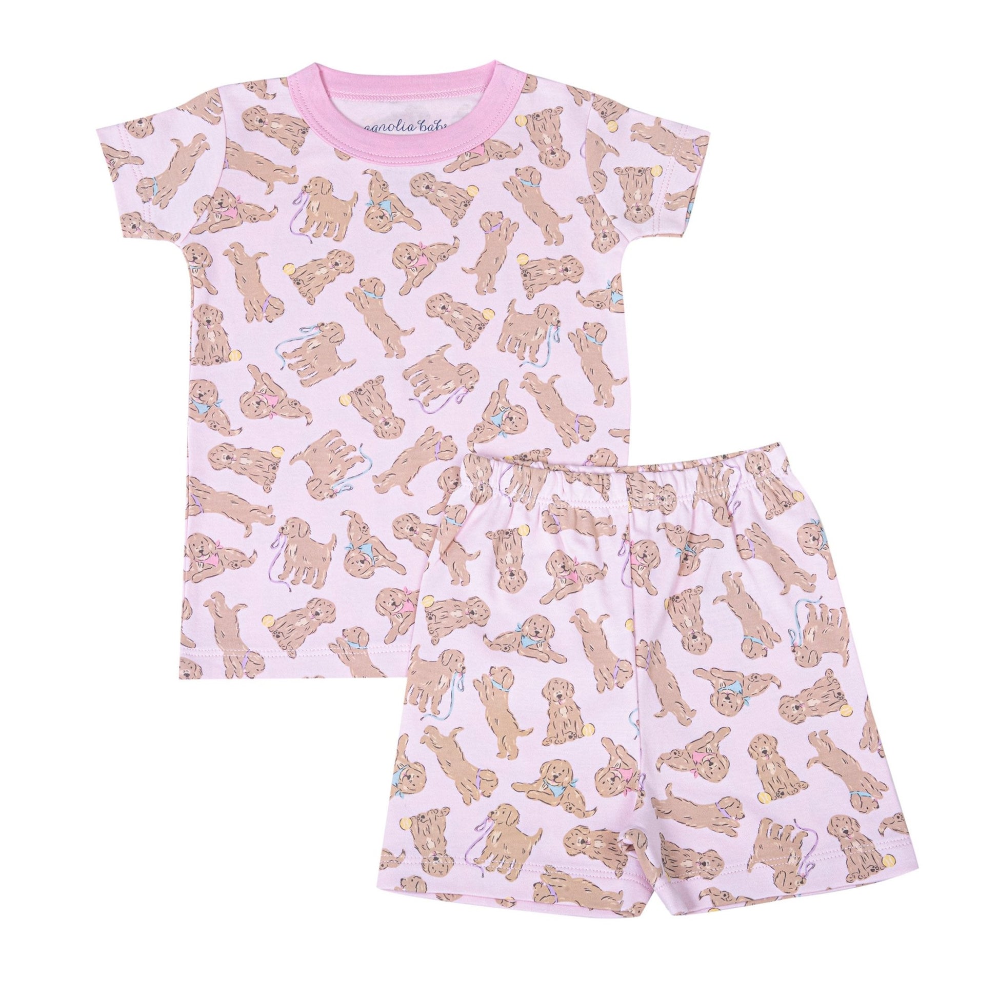 Golden Pup Short Pajamas - Pink - Magnolia BabyShort Pajamas
