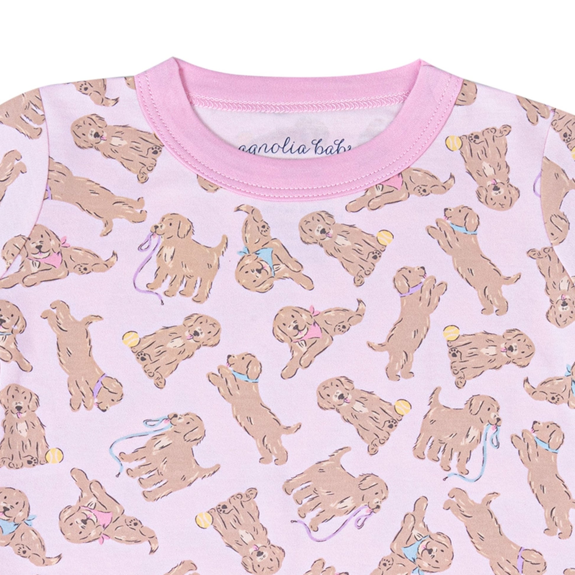 Golden Pup Short Pajamas - Pink - Magnolia BabyShort Pajamas