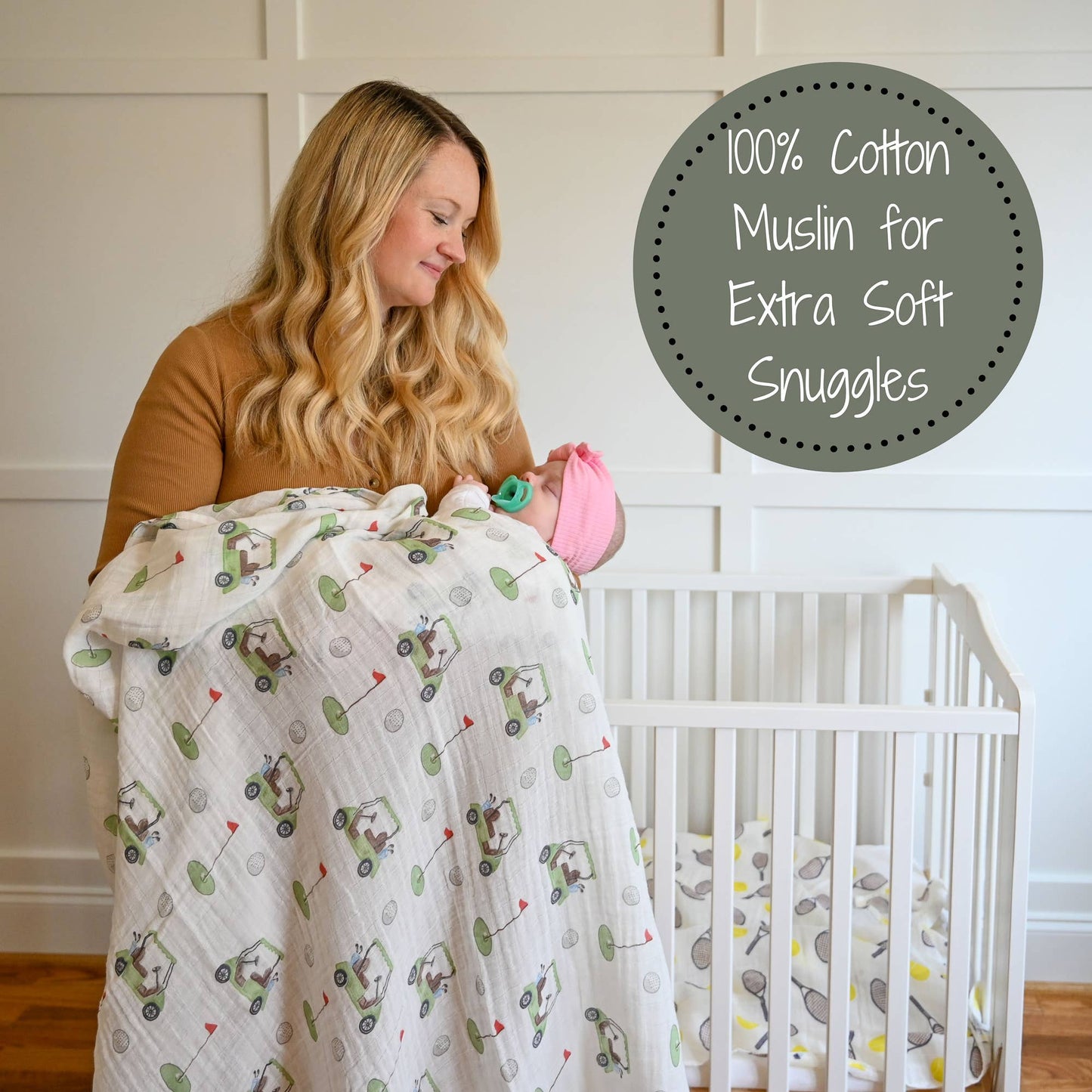 Golf A Round Baby Muslin Swaddle Blanket - Magnolia BabySwaddle Blanket