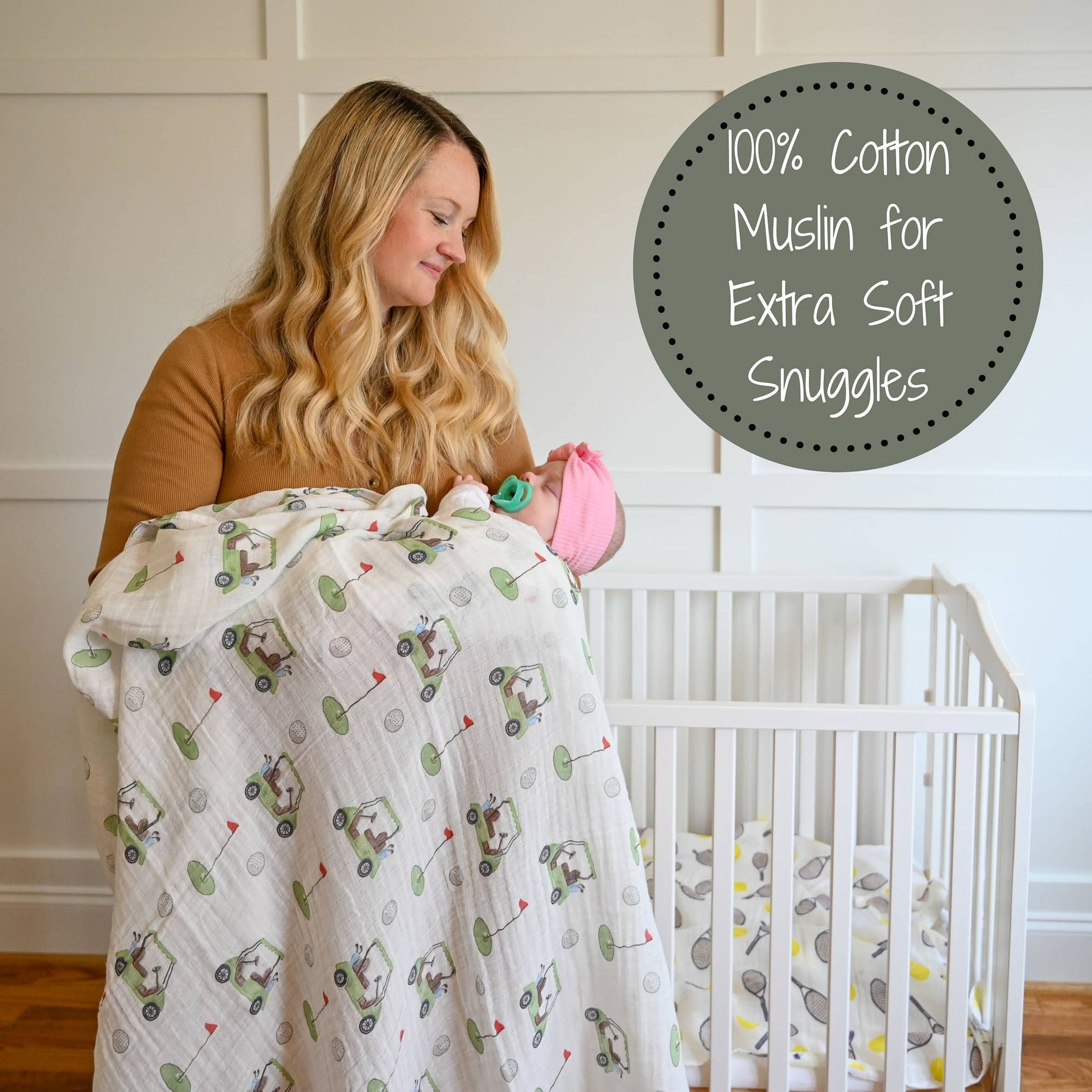 Golf A Round Baby Muslin Swaddle Blanket - Magnolia BabySwaddle Blanket