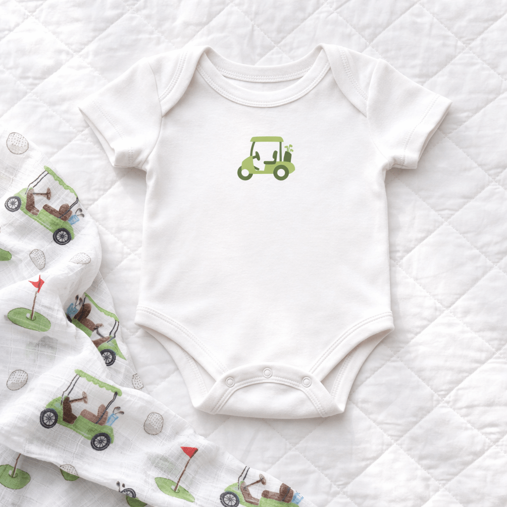 Golf Cart Bodysuit + Swaddle Blanket Gift Set - Green - Magnolia BabyBaby Gift Set