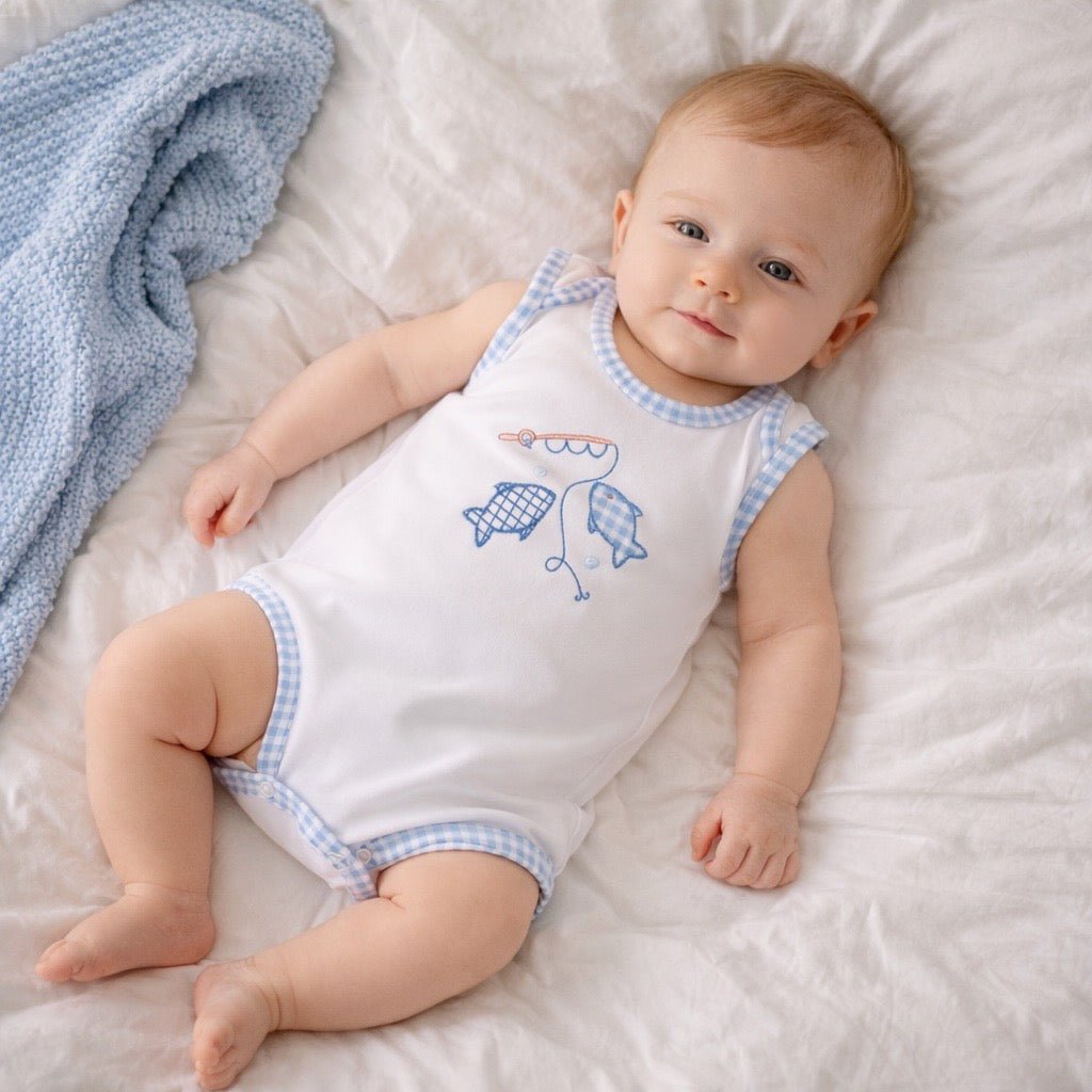 Gone Fishing Applique Lap Bodysuit - Magnolia BabyBodysuit