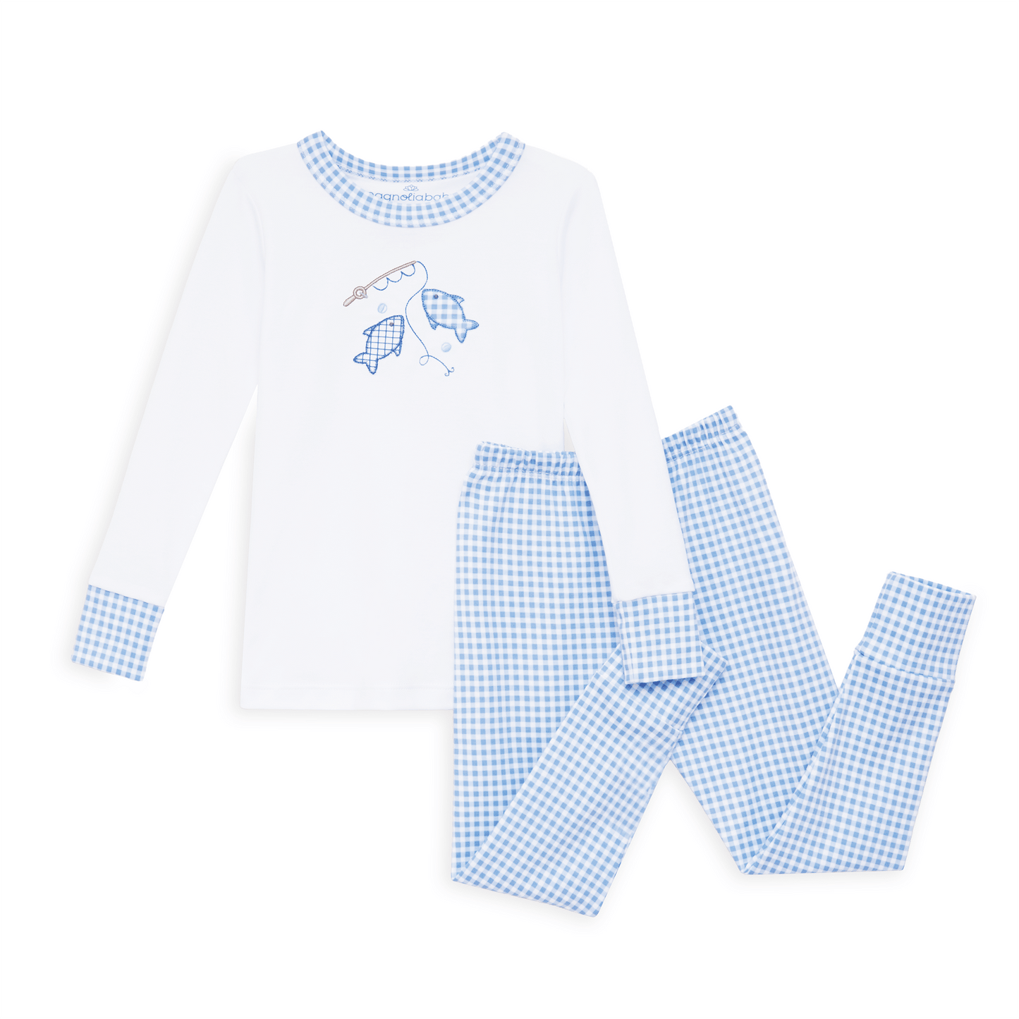 Gone Fishing Applique Long Pajamas - Magnolia BabyLong Pajamas