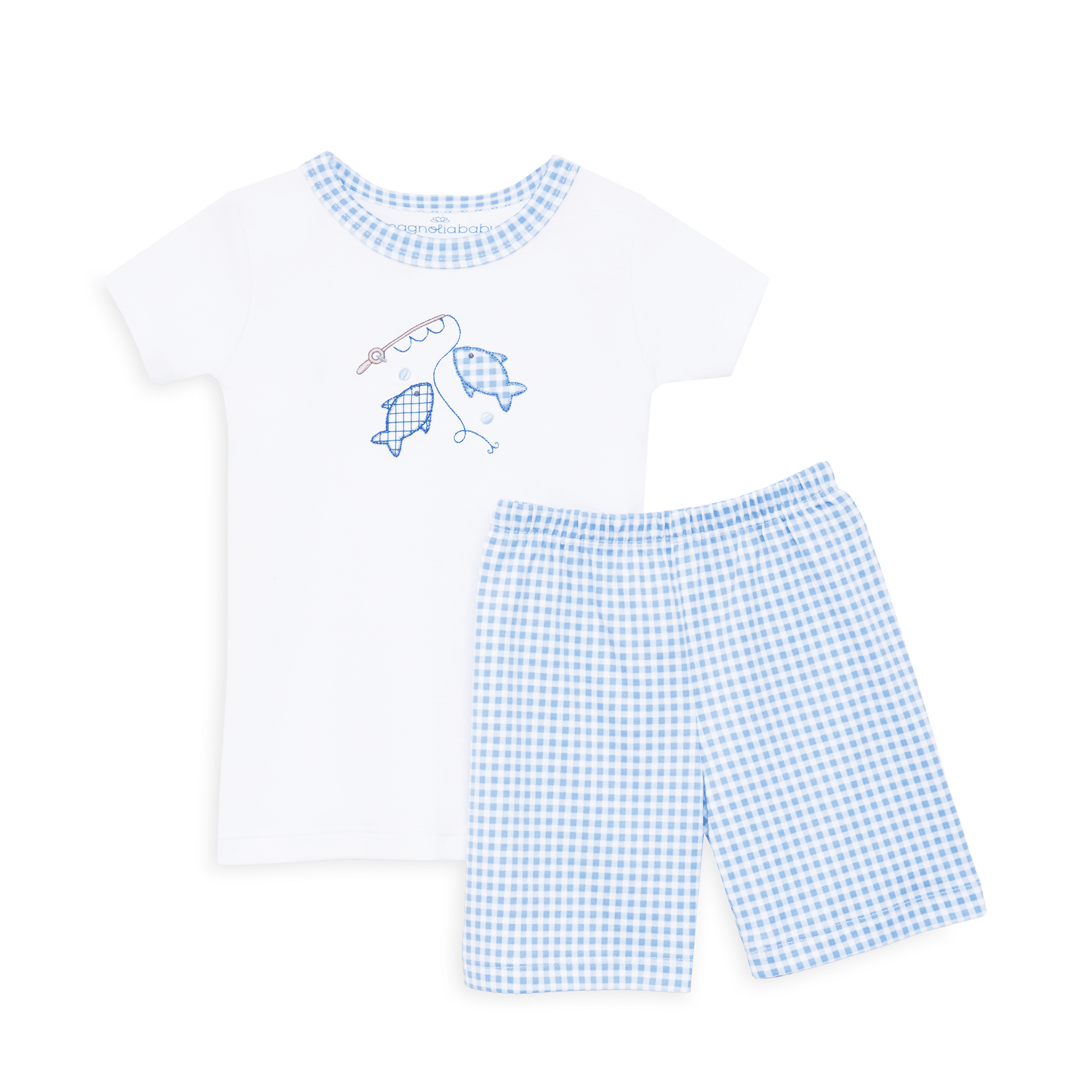 Gone Fishing Applique Short Pajamas - Magnolia BabyShort Pajamas