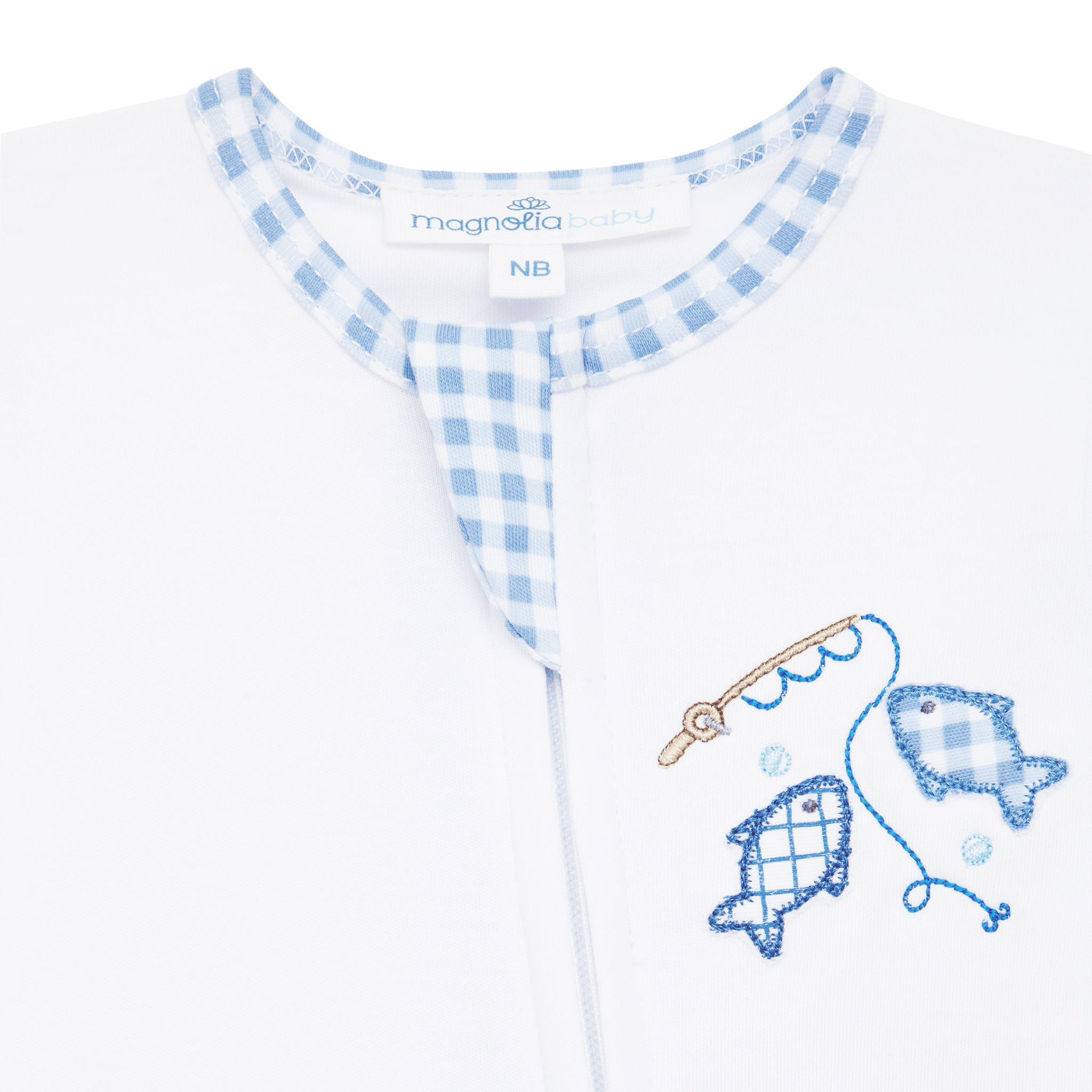 Gone Fishing Applique Zip Footie - Magnolia BabyFootie