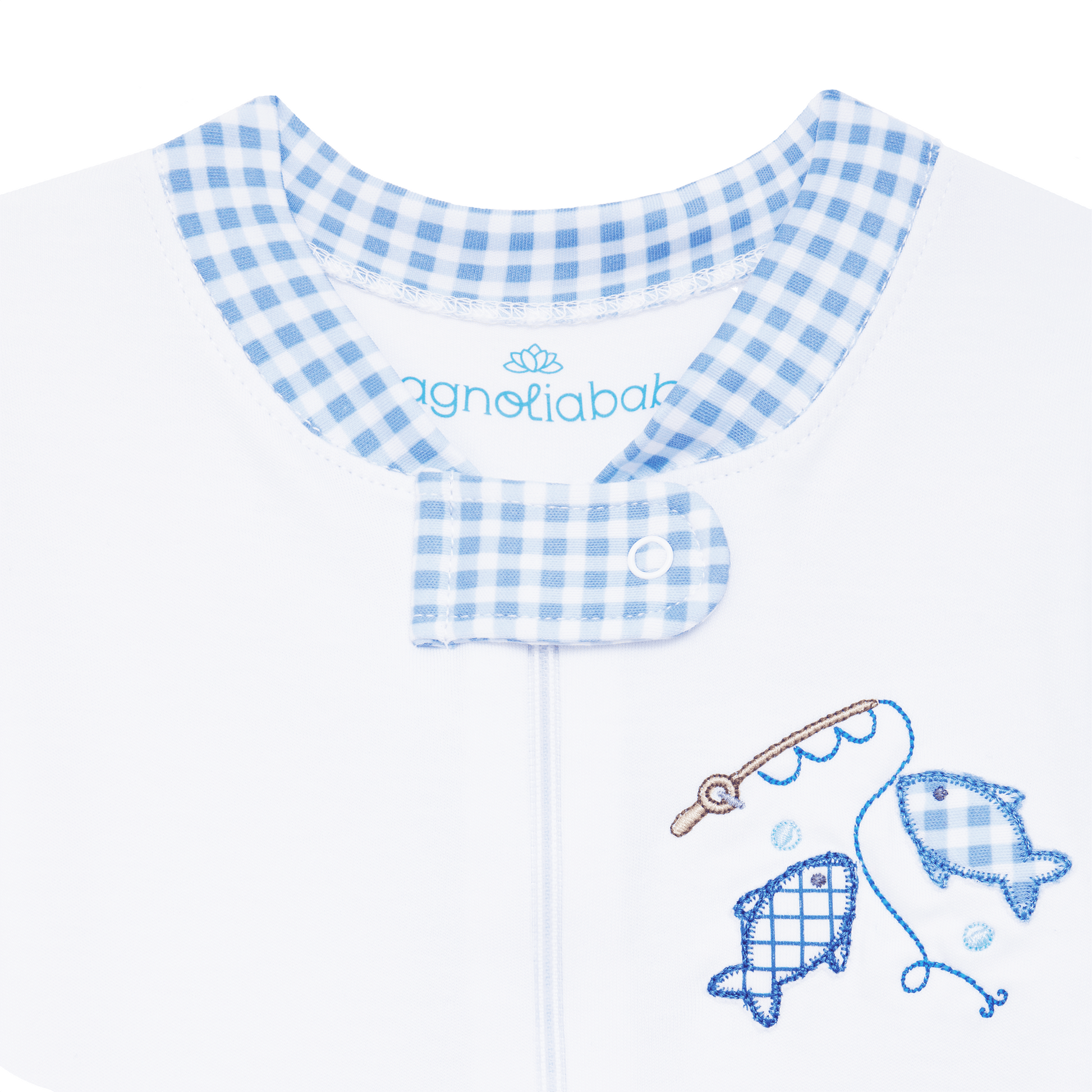 Gone Fishing Applique Zip Pajamas - Magnolia BabyZipper Pajamas