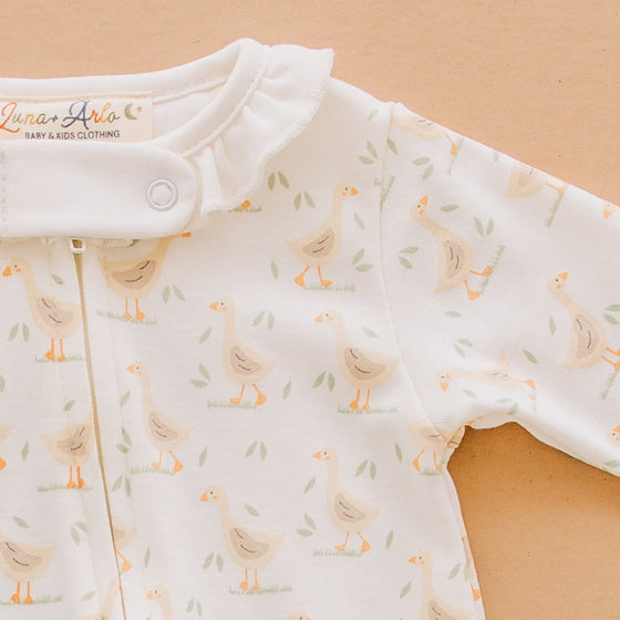 Goose Tales Ruffle Zip Footie - Luna and ArloFootie