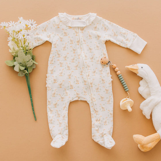 Goose Tales Ruffle Zip Footie - Luna and ArloFootie