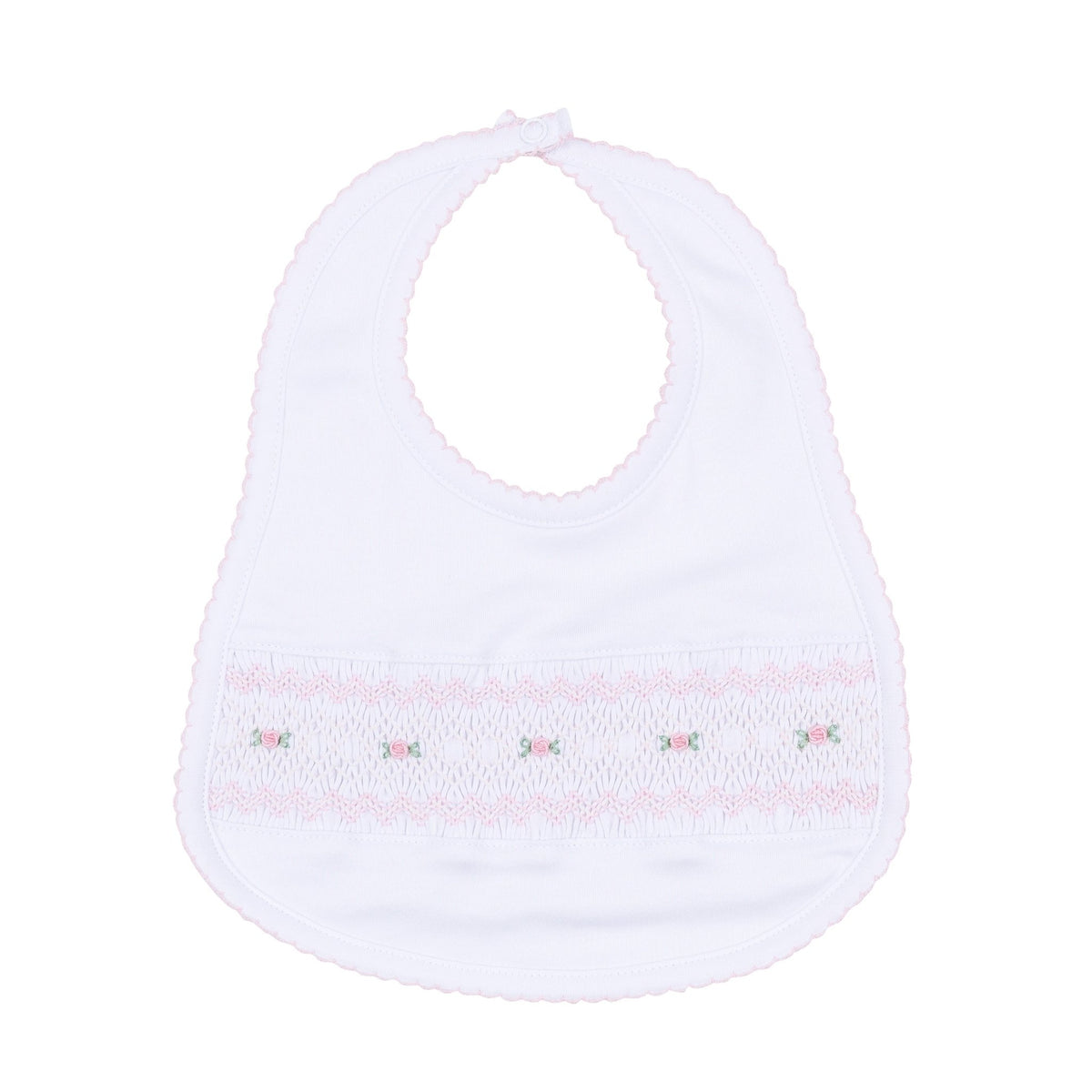 Magnolia Baby_Grace Smocked Bib - White Pink_1
