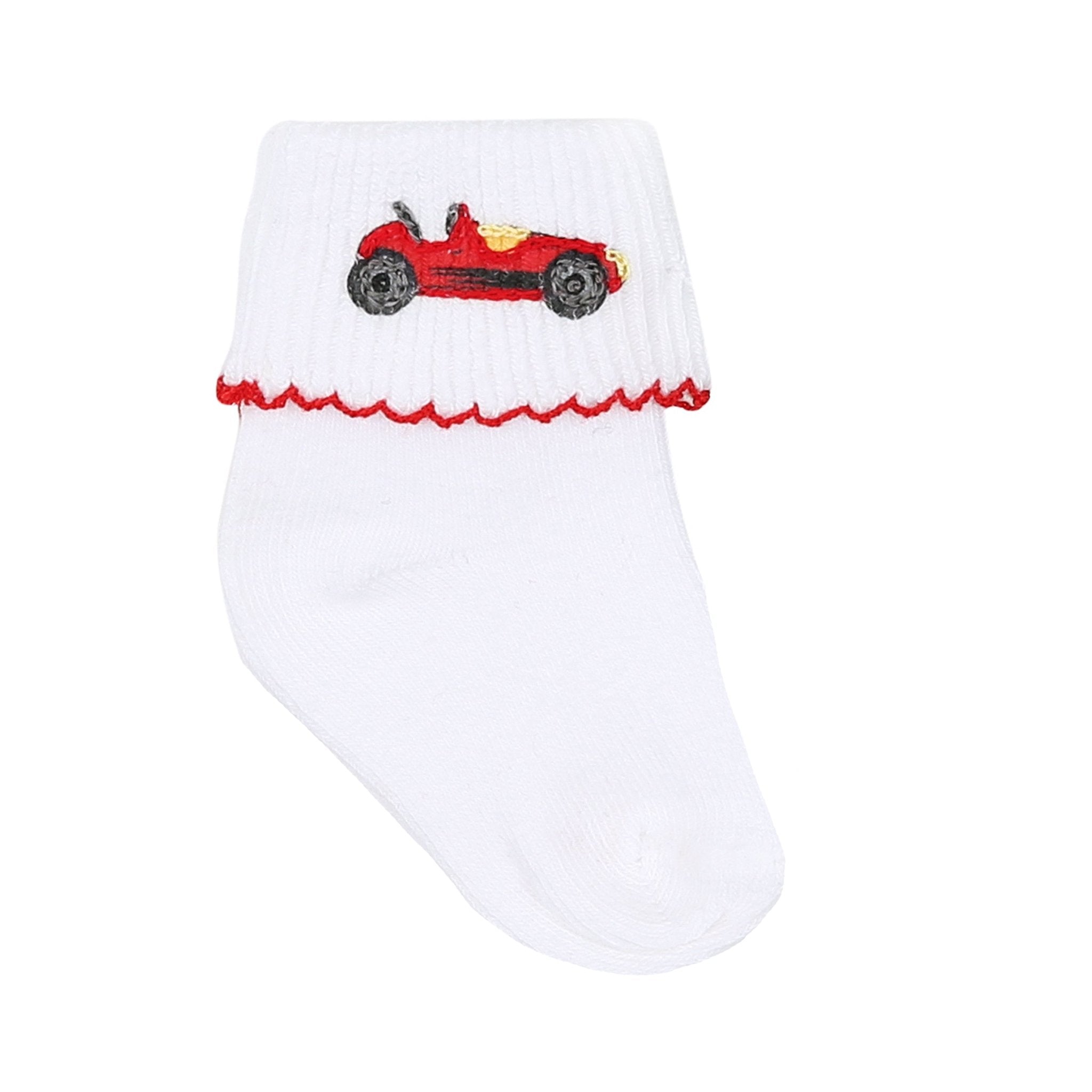 Grand Prix Embroidered Socks - Magnolia BabySocks