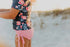 Gray & Coral Floral Pin Dot Rash Guard Set - Magnolia BabySwimwear