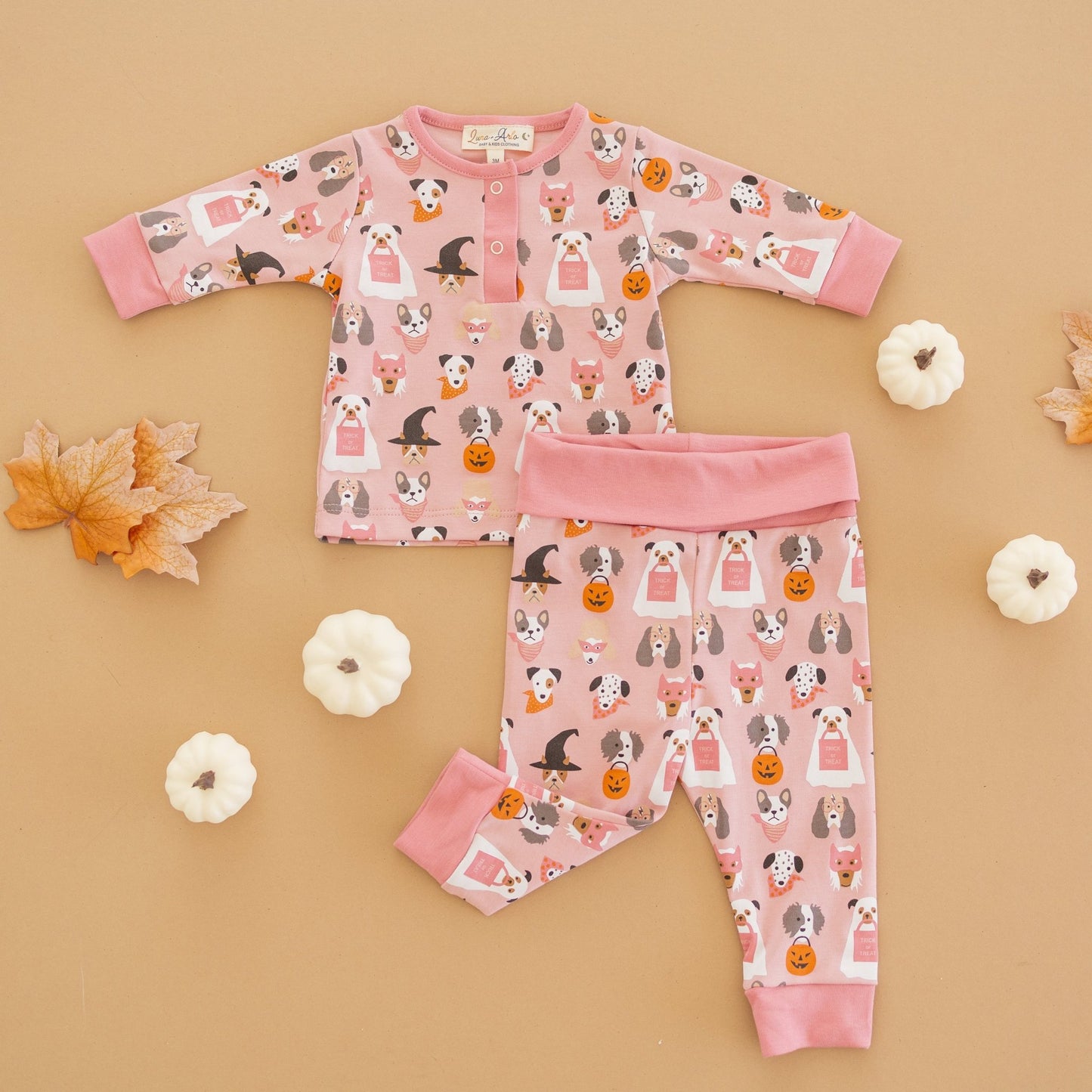 Halloween Hounds 2pc Pant Set - Dusty Rose - Magnolia Baby2pc Pant Set