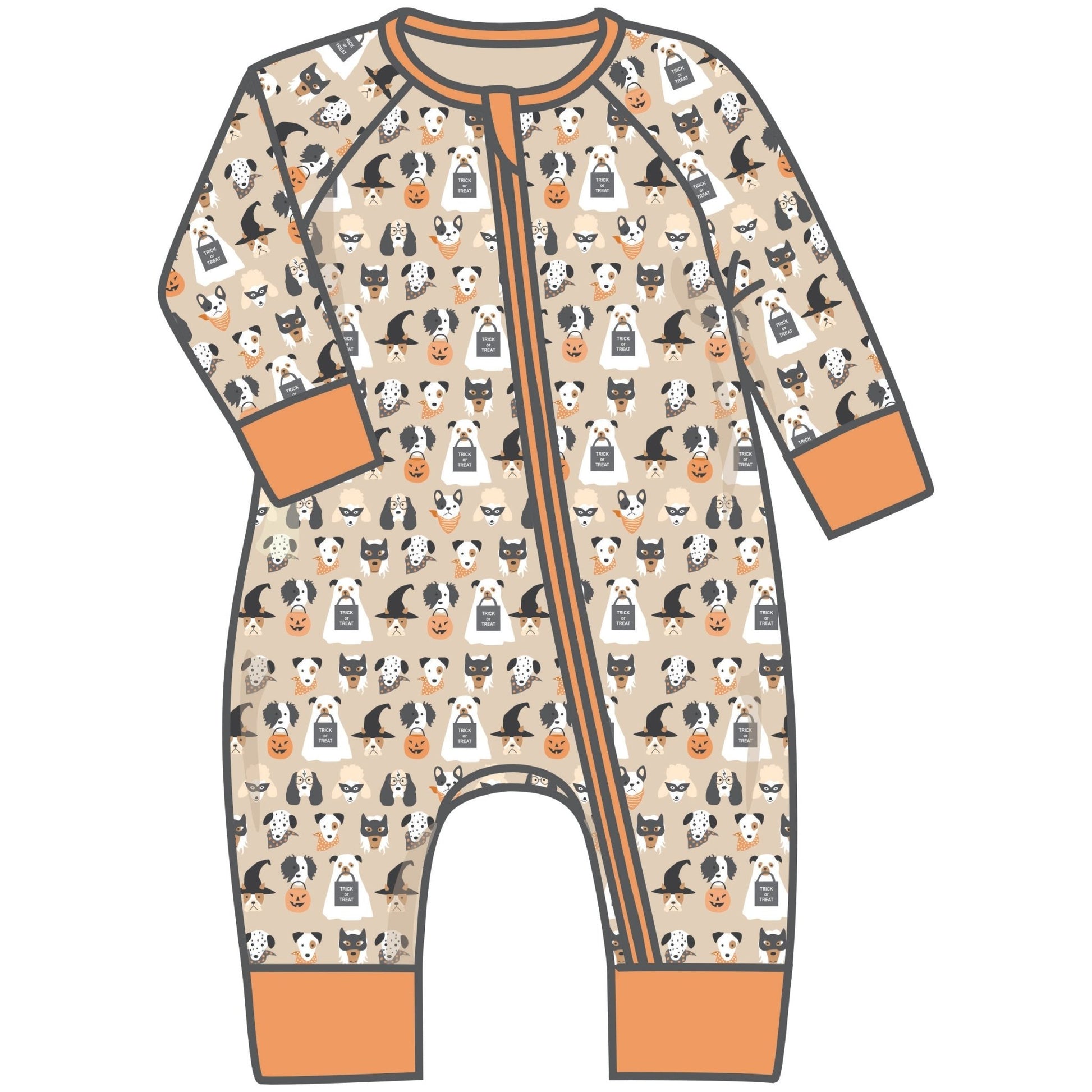 Halloween Hounds Zip Playsuit - Driftwood - Magnolia BabyPlaysuit