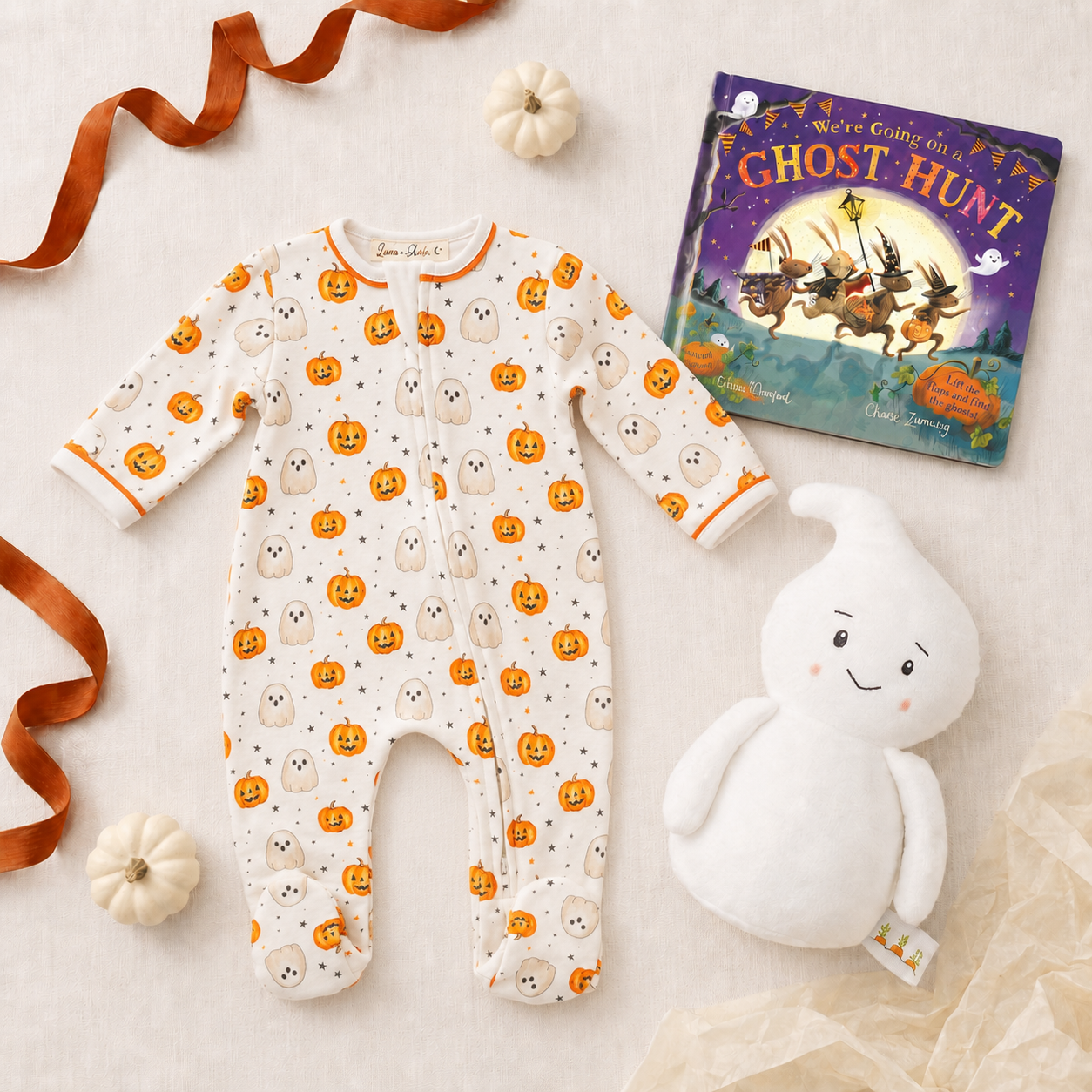Halloween Footie Gift Set - Pumpkin and Boo