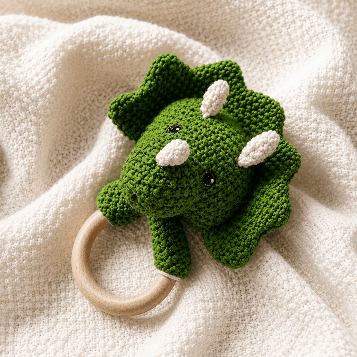 D & C TOYS_Hand Crochet Triceratops Dinosaur Rattle_1