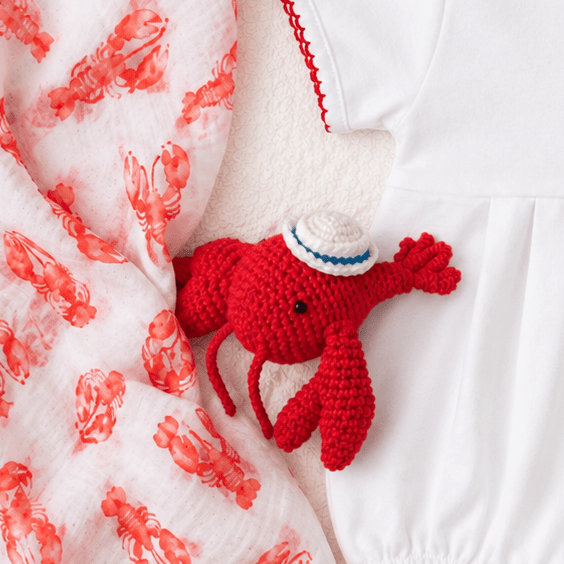 Hand Crocheted Lobster Rattle - Magnolia BabyRattle