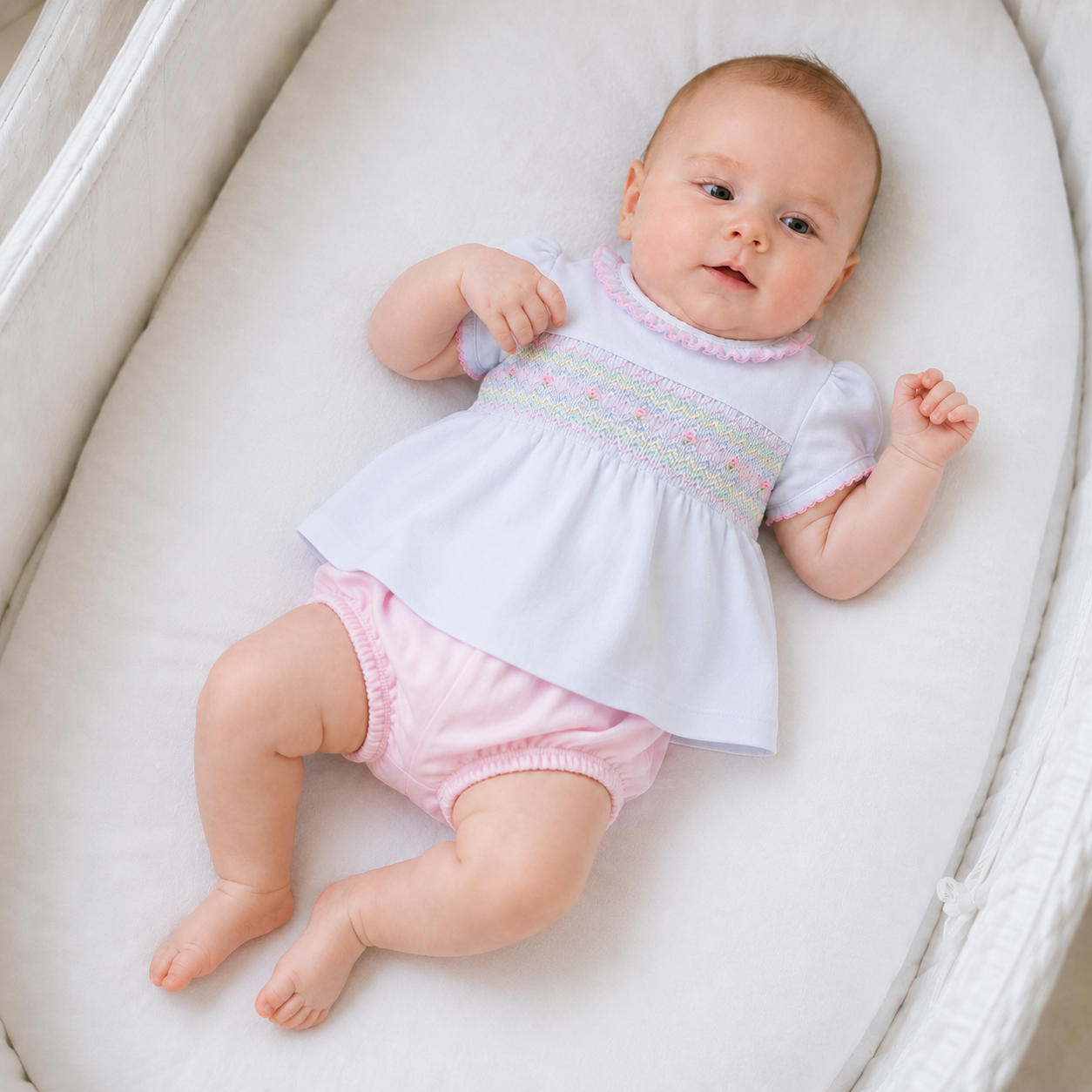 Junie's Classics Smocked Ruffle Diaper Cover Set