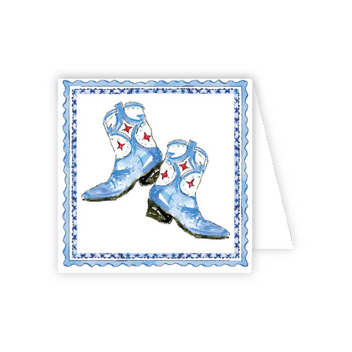 RosanneBeck Collections_Handpainted Blue Cowboy Boots Gift Card_1