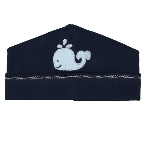 Happy Whale Applique Blue Hat - Magnolia BabyHat