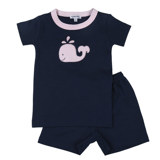 Happy Whale Applique Pink Short Pajamas - Magnolia BabyShort Pajamas